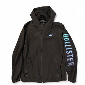 Hollister Men M Black Full Zip Windbreaker Jacket Gorpcore Streetwear